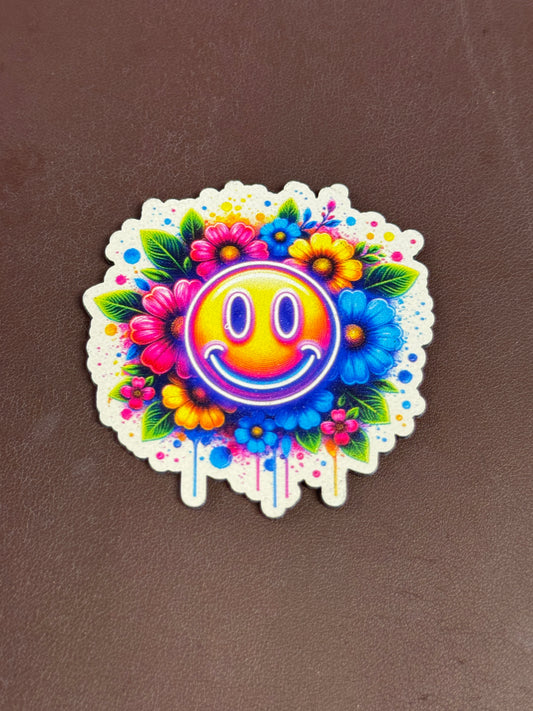 Neon Smiley Face UV Printed Patches