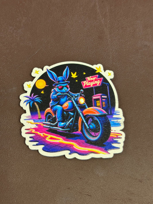 Neon Bunny Motorcycle UV Printed Patches