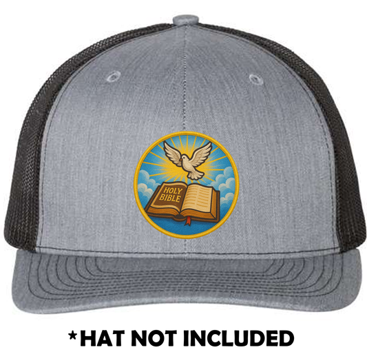 Holy Bible With Bird and Glowing UV Printed Hat Patch