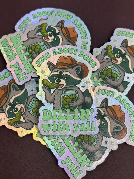 Raccoon - Done Dillin’ With Yall UV Printed Hat Patch