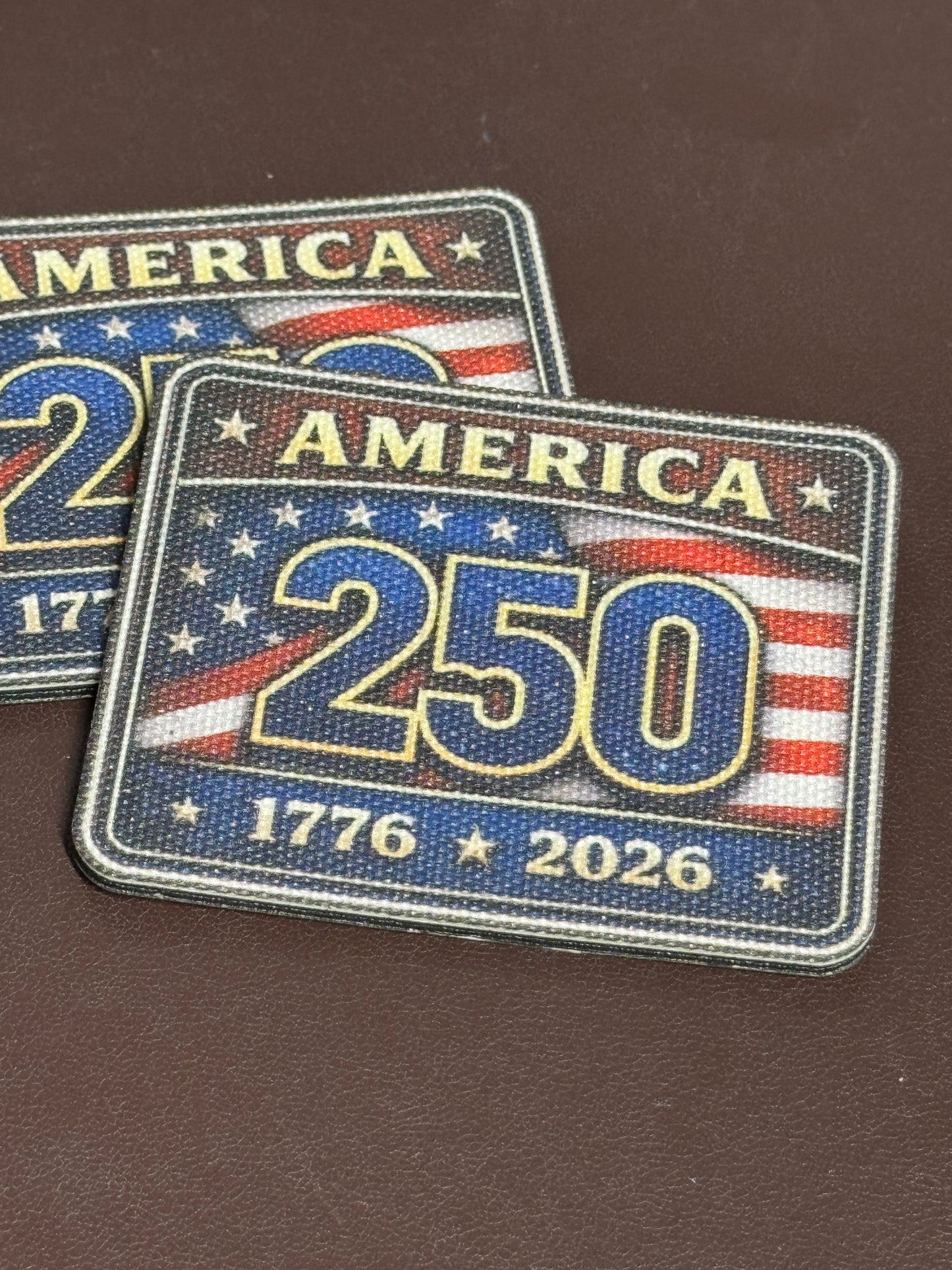 Canvas - Red/White/Blue - Rectangle - 250 Years - UV Printed Hat Patch