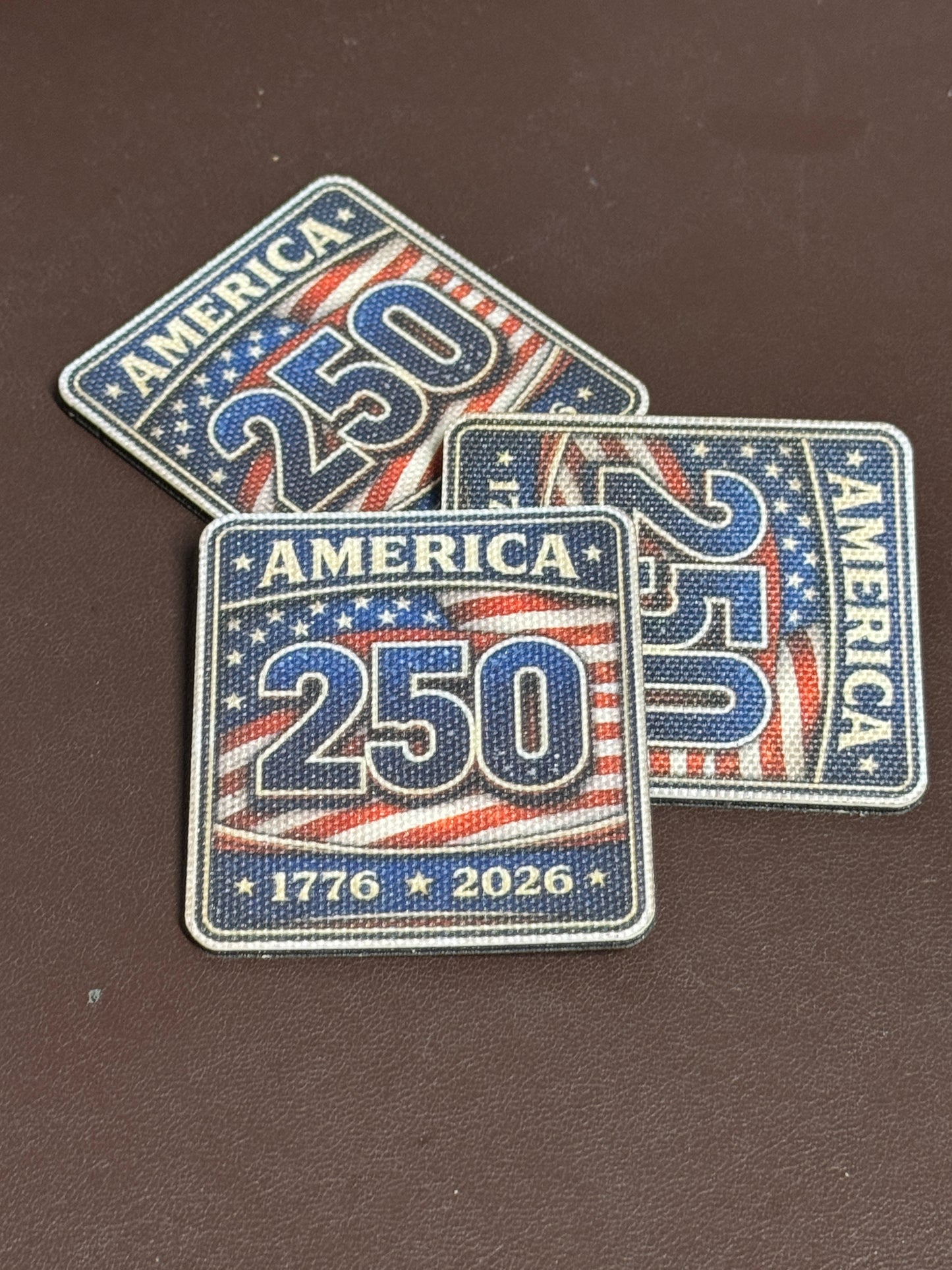 Canvas - Red/White/Blue - Square - 250 Years - UV Printed Hat Patch