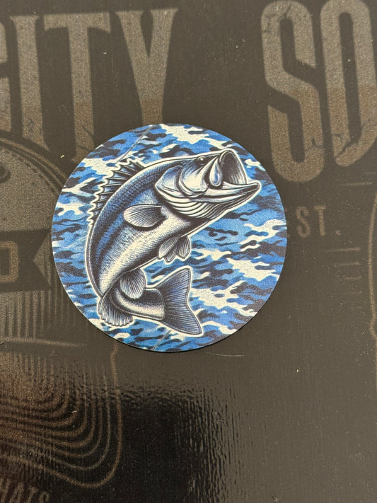 Blue Camo Jumping Fish UV Printed Patch