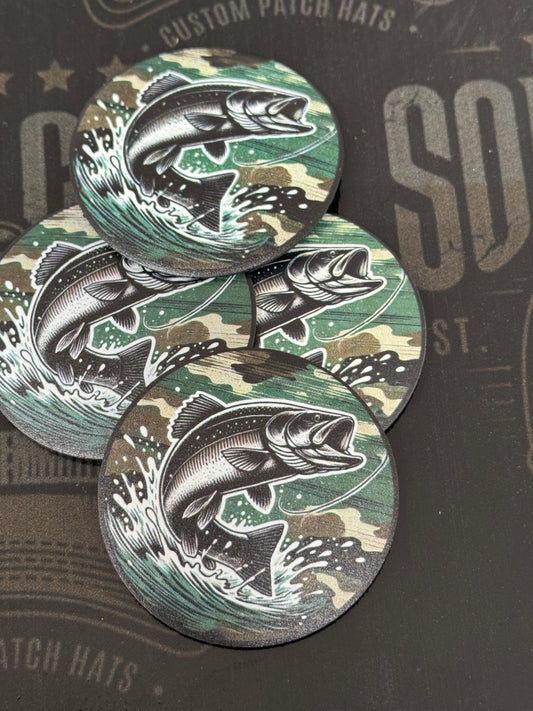 Circle Fish Jump With Camo Background UV Printed Patch
