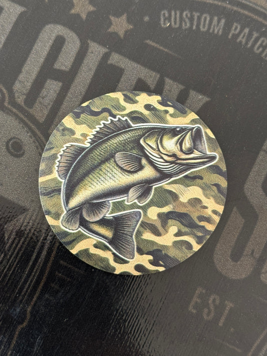 Circle Camo Jumping Fish UV Printed Patch