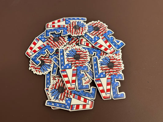 Love - American Flag UV Printed Patches
