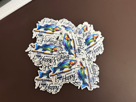 Fishing Makes Me Happy UV Printed Patch