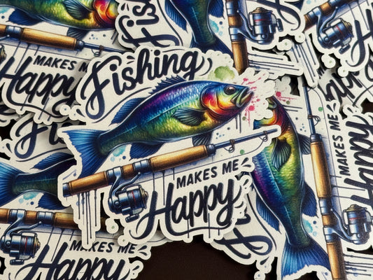 Fishing Makes Me Happy UV Printed Patch