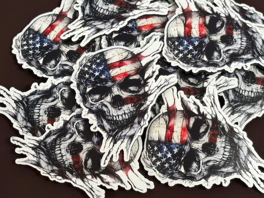 American Flag Skull UV Printed Patches