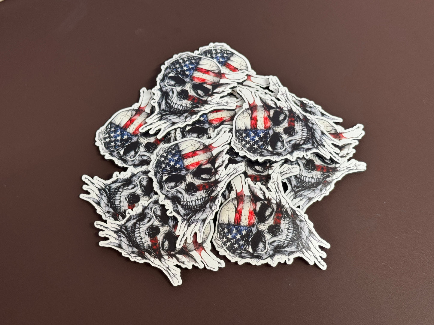 American Flag Skull UV Printed Patches