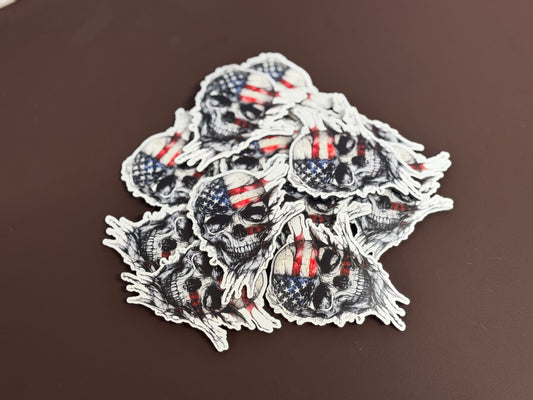 American Flag Skull UV Printed Patches
