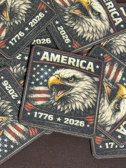 Canvas - Eagle Head - American Flag - 250 Years - UV Printed Hat Patch