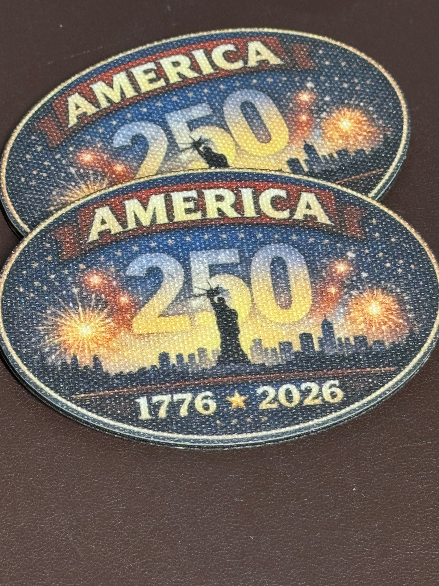 Canvas - Statue of Liberty - Fireworks - 250 Years - UV Printed Hat Patch
