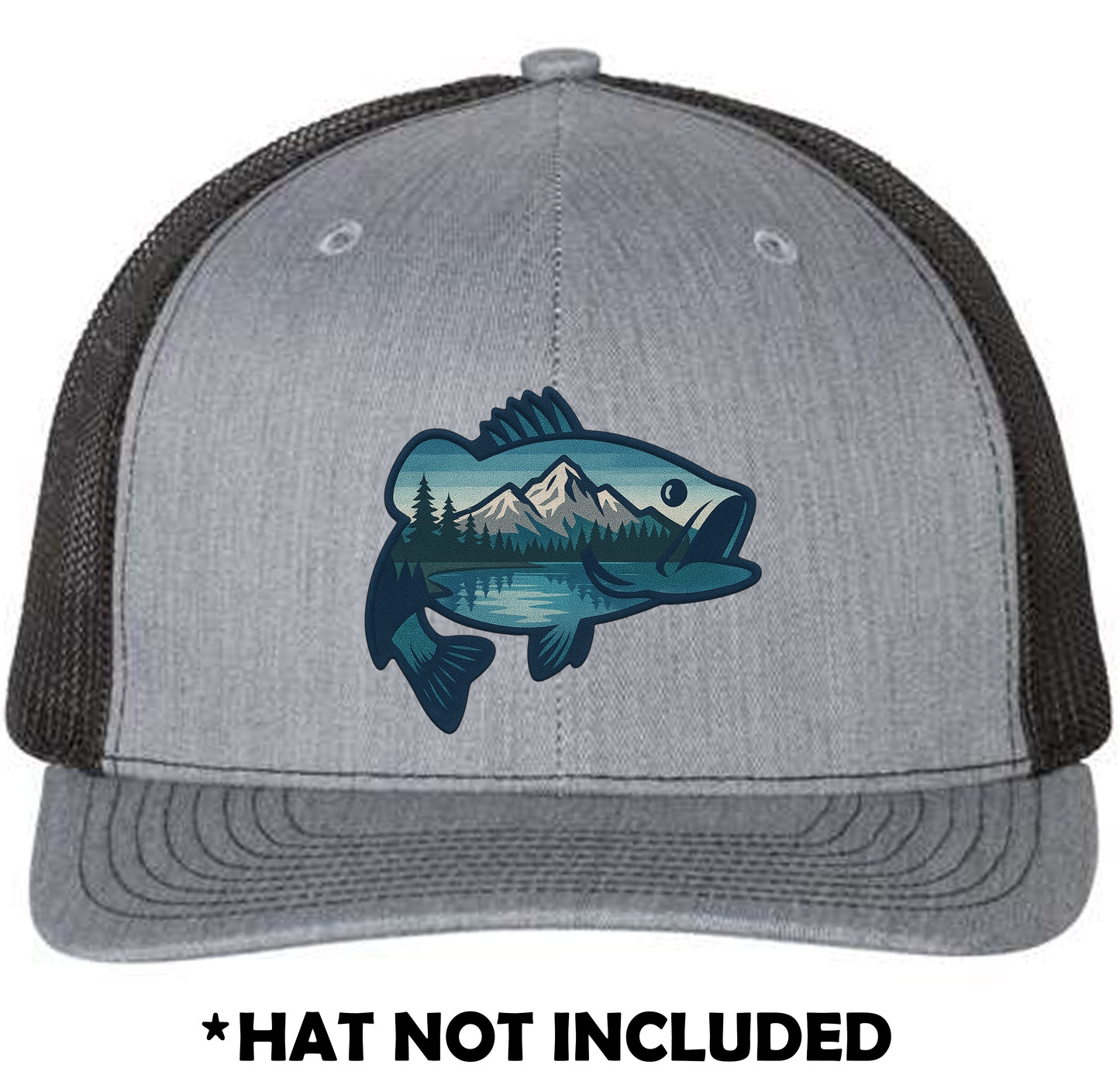Jumping Fish - Lake & Mountains Scene UV Printed Hat Patch