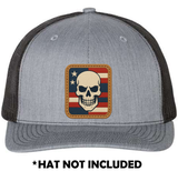 Rectangle Leather Skull USA UV Printed Hat Patch
