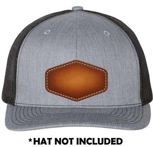 Wide Hexagon Airbrushed Leather UV Printed Hat Patch