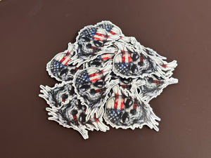 American Flag Skull UV Printed Patches - Soda City Hat Co