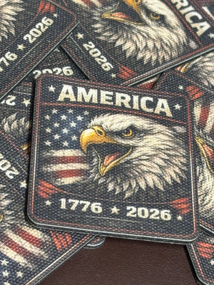 Canvas - Eagle Head - American Flag - 250 Years - UV Printed Hat Patch - Soda City Hat Co