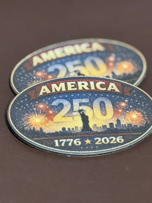 Canvas - Statue of Liberty - Fireworks - 250 Years - UV Printed Hat Patch - Soda City Hat Co