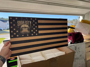 Custom Printed Wooden Flag - Soda City Hat Co