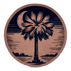 Palmetto Tree & Moon - Water leatherette Patch - Custom Patches - Soda City Hat Co