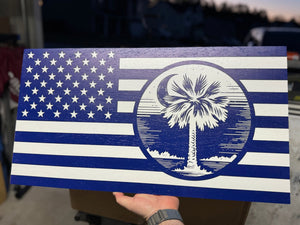 South Carolina - Palmetto Tree & Moon Wooden Flag - Soda City Hat Co