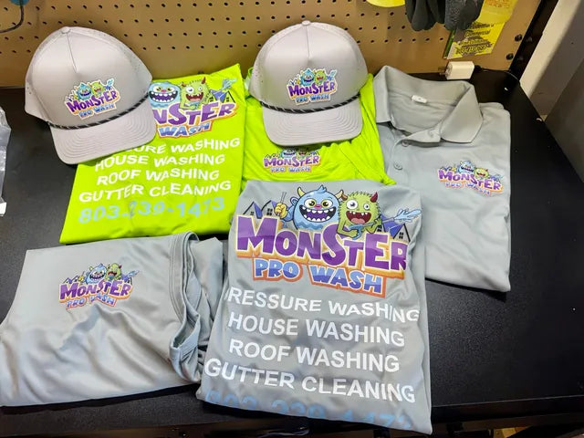 Monster Pro Wash coordinated custom hats and apparel