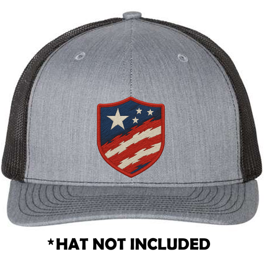 Embroidered American Flag Shield UV Printed Hat Patch