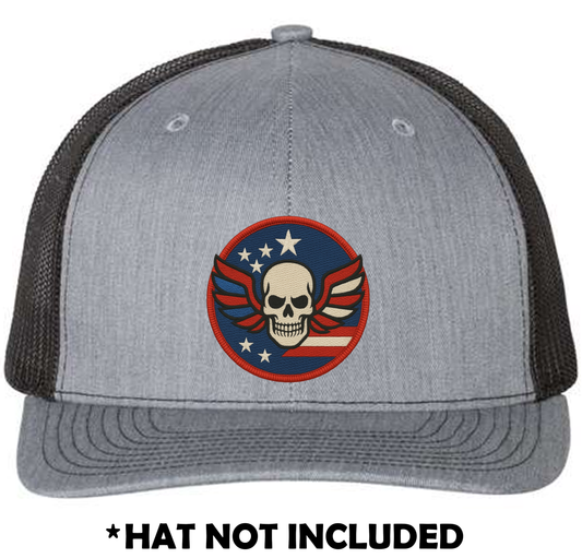 Embroidered Skull USA UV Printed Hat Patch