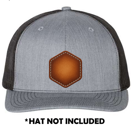 Hexagon Airbrushed Leather UV Printed Hat Patch