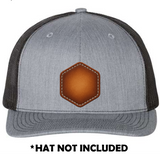 Hexagon Airbrushed Leather UV Printed Hat Patch