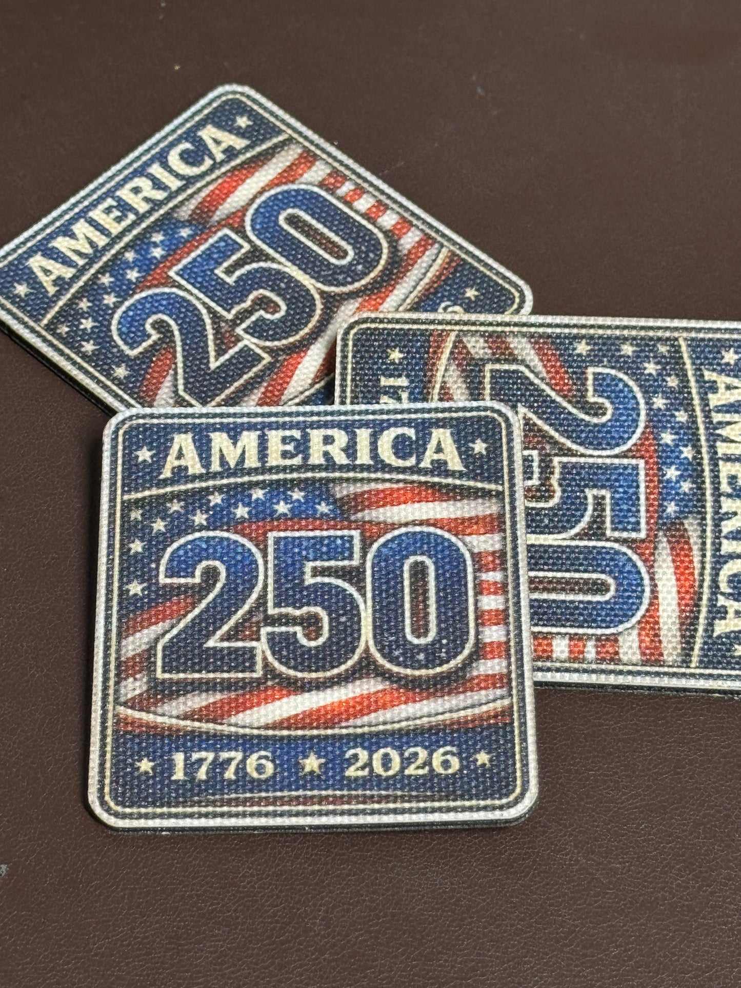 Canvas - Red/White/Blue - Square - 250 Years - UV Printed Hat Patch