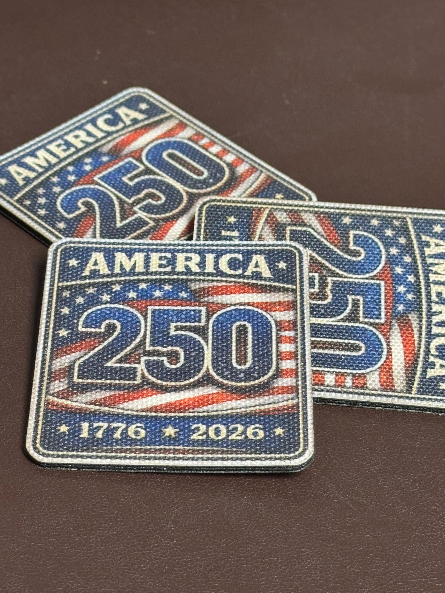 Canvas - Red/White/Blue - Square - 250 Years - UV Printed Hat Patch
