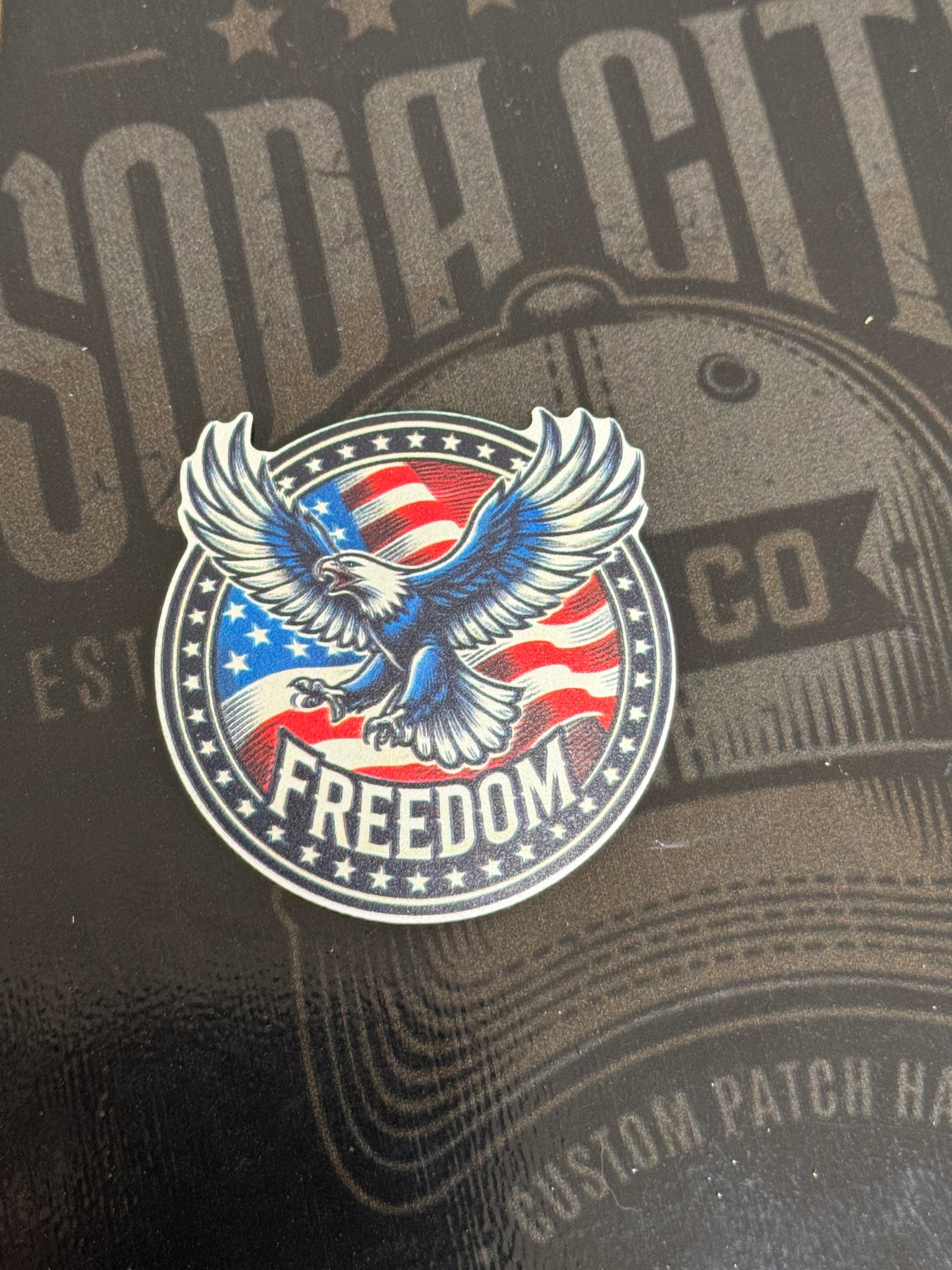 Circle Soaring Eagle Freedom UV Printed Hat Patch