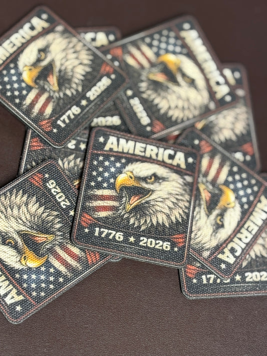 Canvas - Eagle Head - American Flag - 250 Years - UV Printed Hat Patch