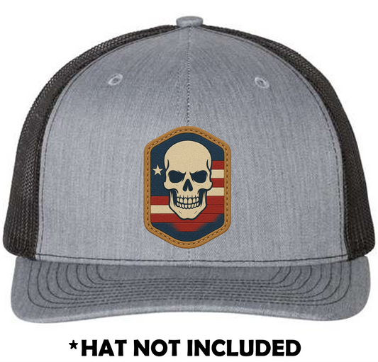 Leather Skull USA UV Printed Hat Patch
