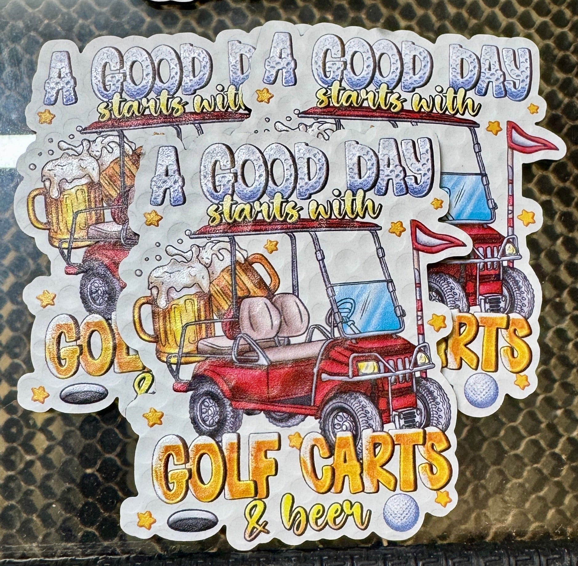 A Good Day Starts With Golf Carts & Beer UV Printed Patch - Soda City Hat Co