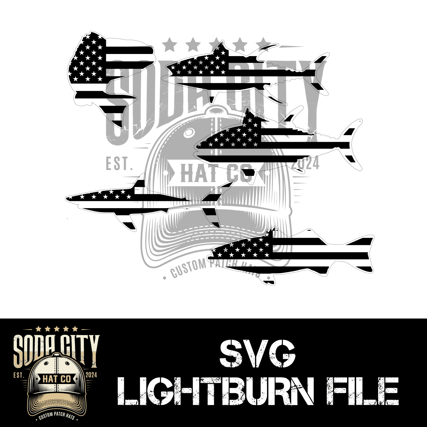 American Flag Fish - Bundle SVG - Soda City Hat Co