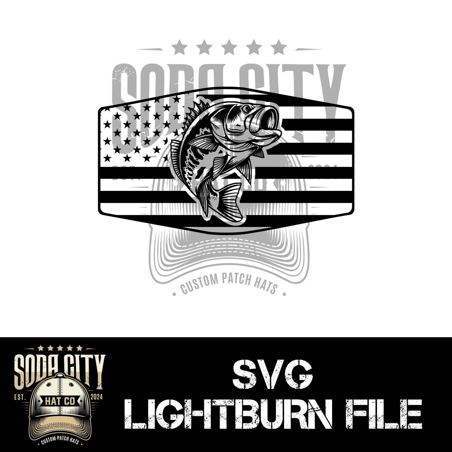 Bass Fish American Flag SVG - Soda City Hat Co