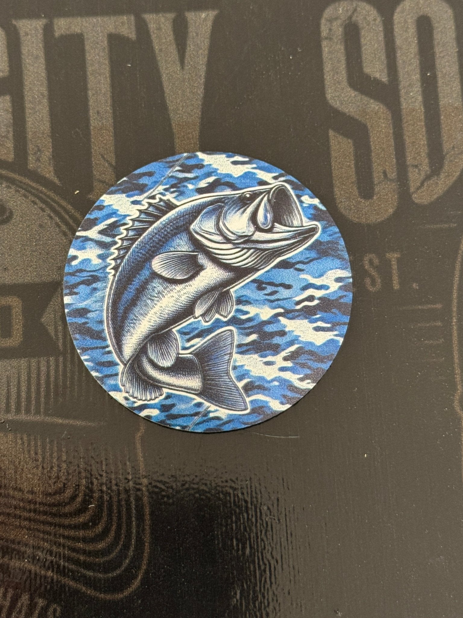 Blue Camo Jumping Fish UV Printed Patch - Soda City Hat Co