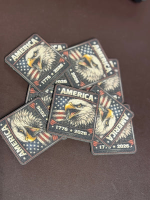 Canvas - Eagle Head - American Flag - 250 Years - UV Printed Hat Patch - Soda City Hat Co