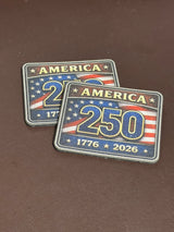 Canvas - Red/White/Blue - Rectangle - 250 Years - UV Printed Hat Patch - Soda City Hat Co