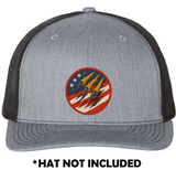 Circle American Eagle Clawing Through Flag UV Printed Hat Patch - Soda City Hat Co