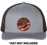 Circle Embroidered Eagle Clawing Through Flag UV Printed Hat Patch - Soda City Hat Co