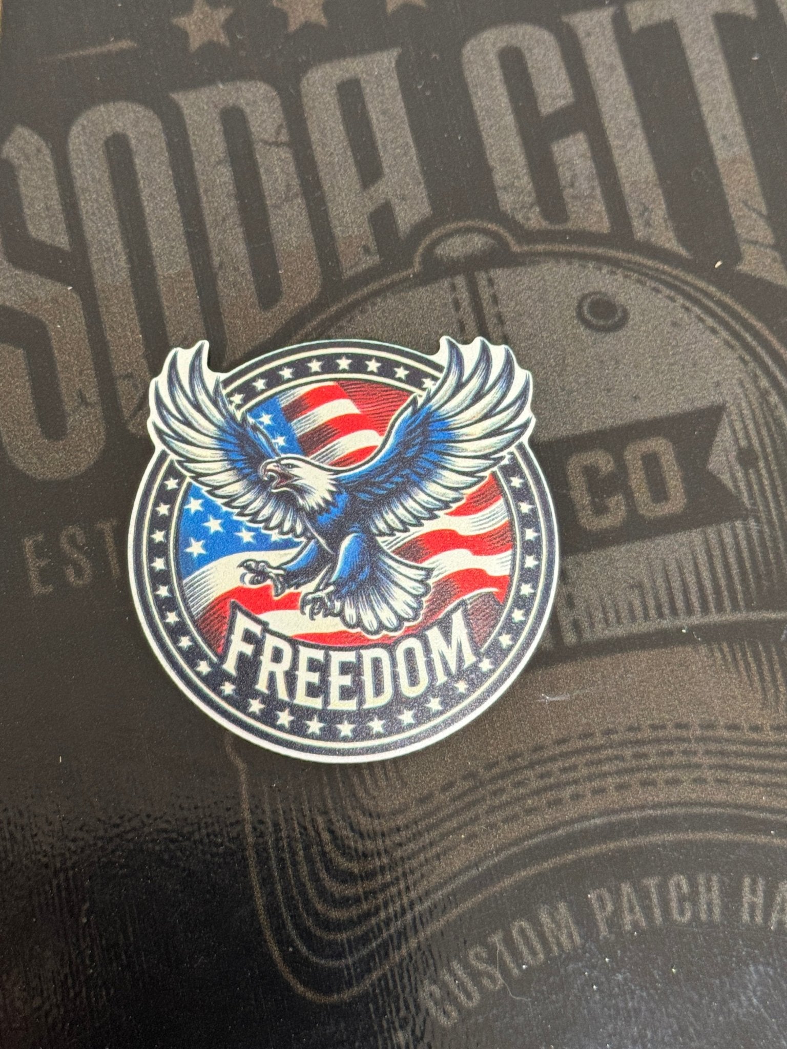 Circle Soaring Eagle Freedom UV Printed Hat Patch - Soda City Hat Co