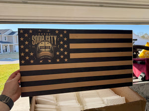 Custom Printed Wooden Flag - Soda City Hat Co