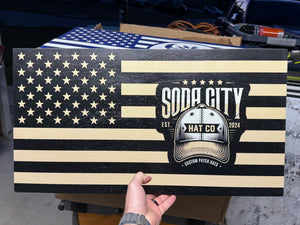 Custom Printed Wooden Flag - Soda City Hat Co