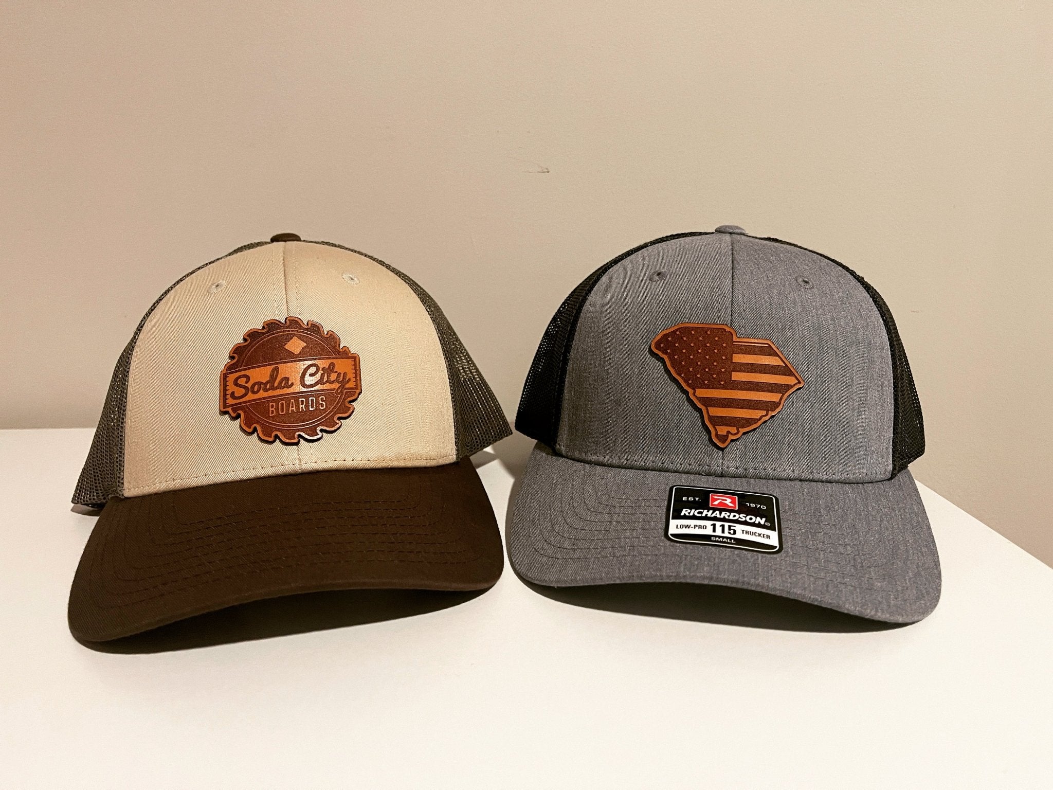 Custom Real Leather Patch Hat with Logo (Laser Engraved) - Soda City Hat Co