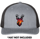 Deer Head with Sunset Hunting Scene UV Printed Hat Patch - Soda City Hat Co
