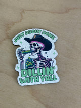 Done Dillin’ With Yall Skeleton UV Printed Hat Patch - Soda City Hat Co